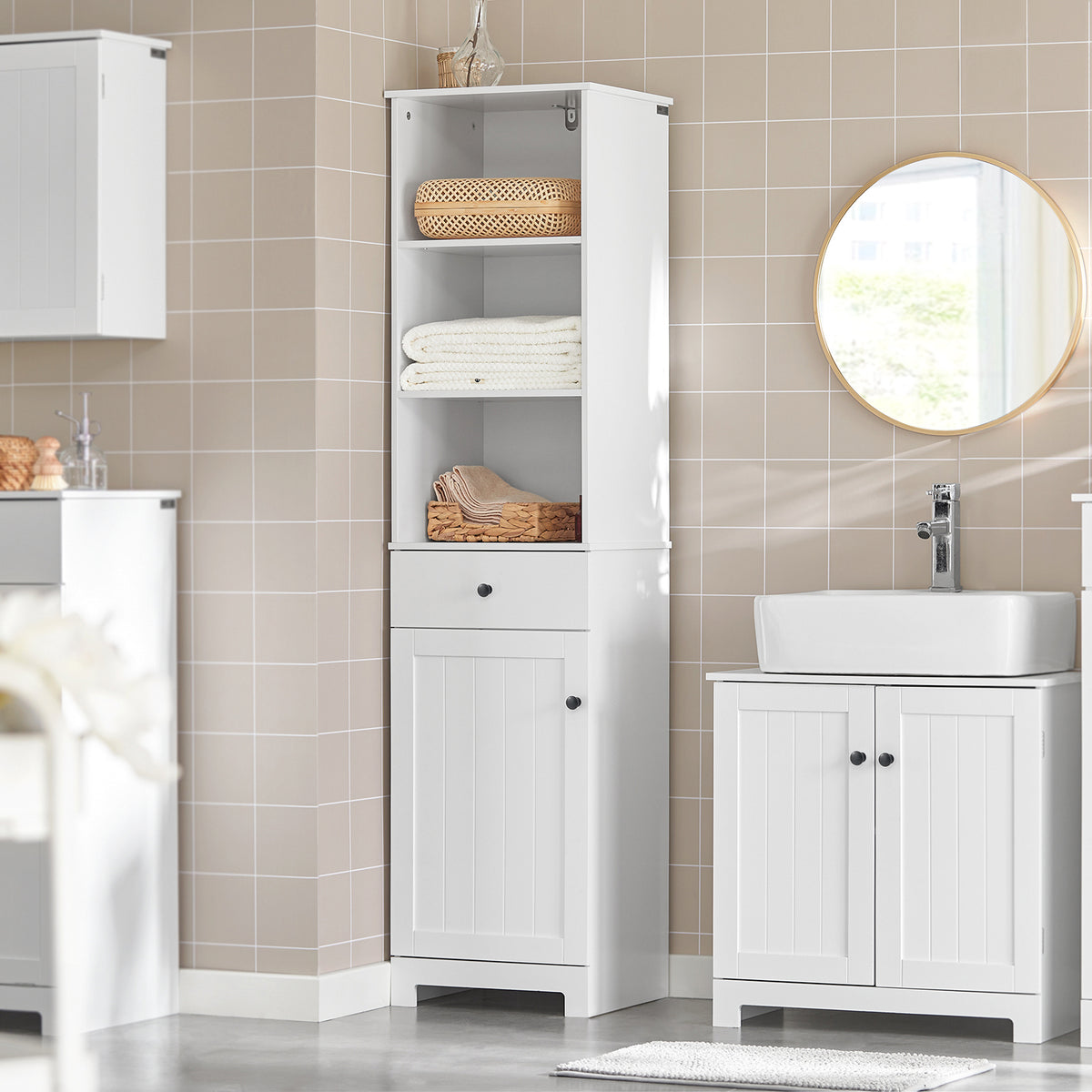 HABITRIO Tall Freestanding Storage Cabinet Bathroom Cabinet with