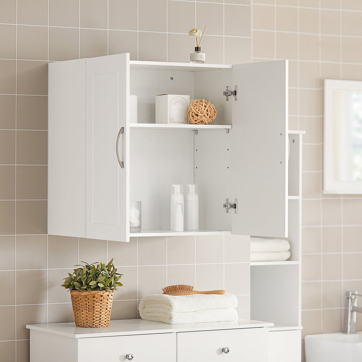 Buy Haotian White Floor Standing Tall Bathroom Storage Cabinet