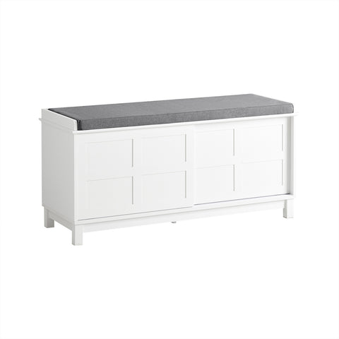 2 Cabinet-Doors, Drawer & Shelf Storage Bench, FSR86-W