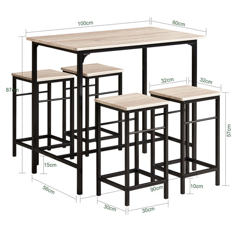 Bar Set-1 Bar Table and 4 Stools, Dining Set, OGT11-N