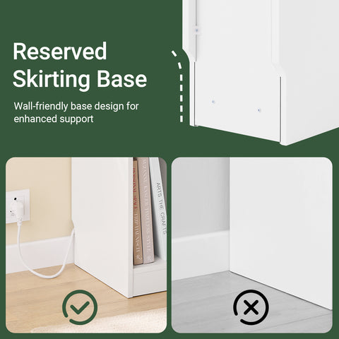 Bedside Table with Charging Station Narrow Nightstand Side Table End Sofa Table, FBT111-E-WN