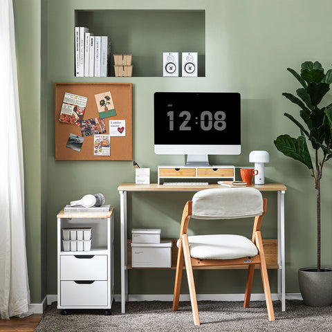 Monitor Stand Computer Screen Riser Desk Organizer with 2 Drawers, BBF02-WN