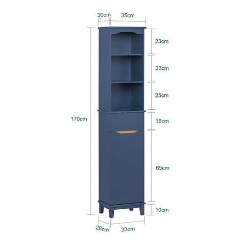 Tall Bathroom Cabinet with Drawer, Cabinet & Shelves, BZR112-B