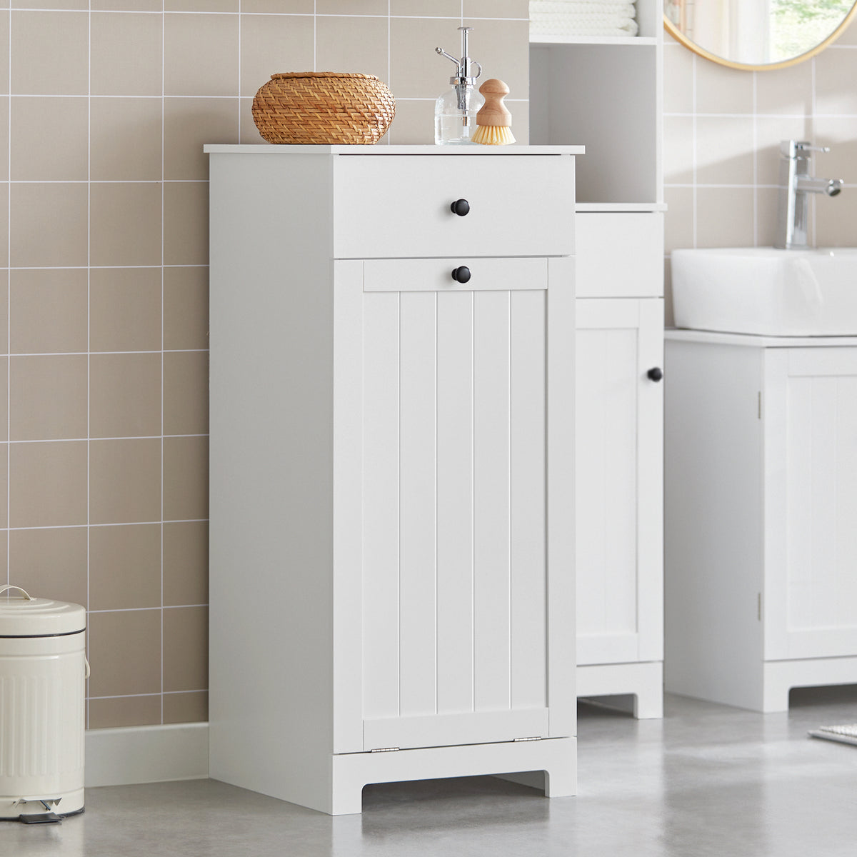 Haotian Bathroom Laundry Basket Storage Cabinet, BZR21-W– haotiangroup