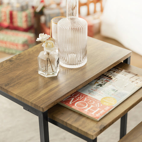 Nesting Tables Set of 3 Coffee Tables Living Room Stacking Side Tables, FBT102-F