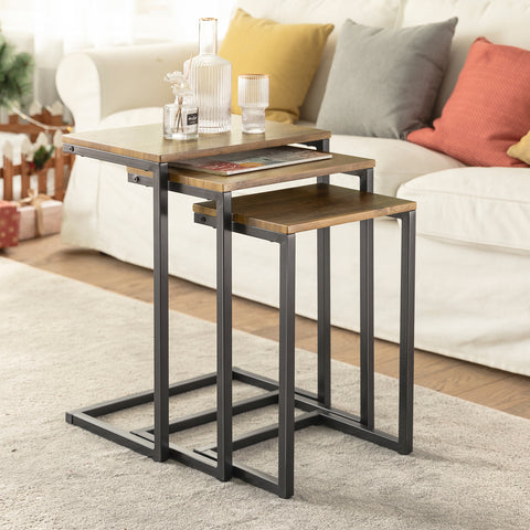 Nesting Tables Set of 3 Coffee Tables Living Room Stacking Side Tables, FBT102-F
