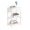 Bedside End Table with Drawers White, FBT46-W