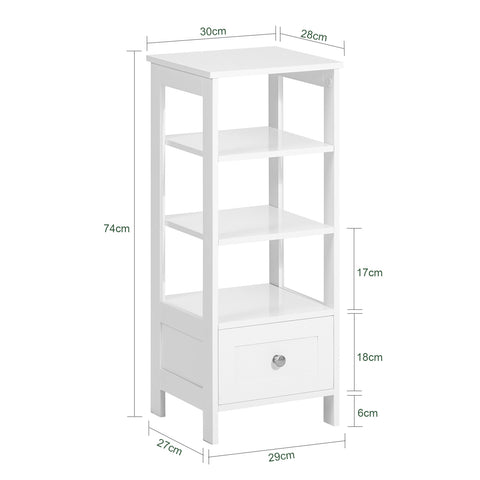 Side Table End Table Bedside Table with 3 Shelves and 1 Drawer, FBT91-W