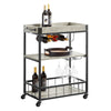 3 Tiers Kitchen Trolley Serving Cart with Wine Rack, FKW56-HG