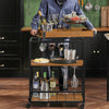 3 Tiers Kitchen Trolley Serving Cart with Wine Rack, FKW56-N