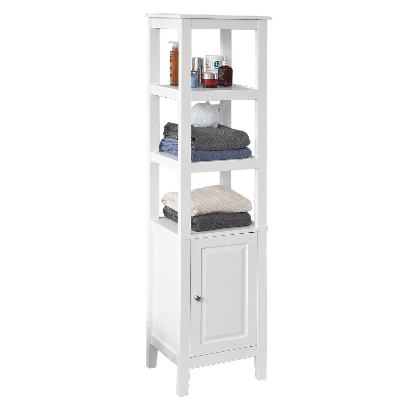 Haotian Bzr17-W, Floor Standing Tall Bathroom Storage Cabinet With