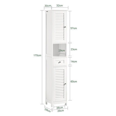 Free Standing Tall Bathroom Storage Cabinet, FRG236-W