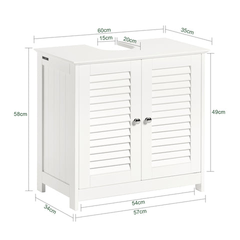 Under Sink Bathroom Storage Cabinet with Double Shutter Doors, FRG237-W
