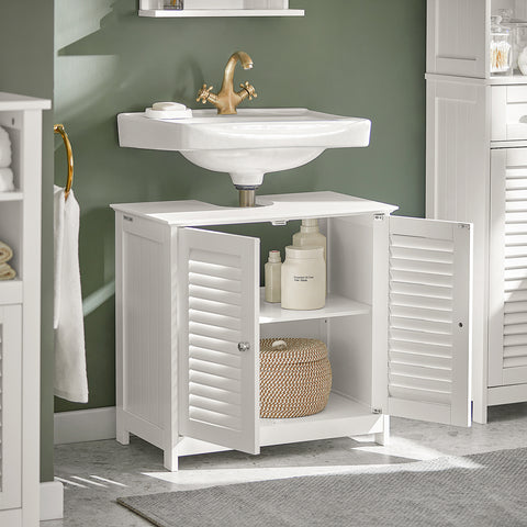 Under Sink Bathroom Storage Cabinet with Double Shutter Doors, FRG237-W