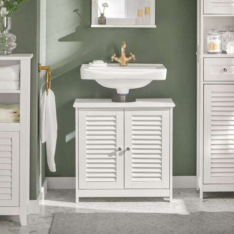 Under Sink Bathroom Storage Cabinet with Double Shutter Doors, FRG237-W