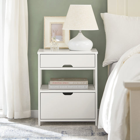 Nightstand Bedside Table with 2 Drawers, FRG258-W