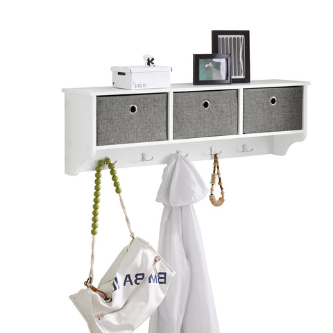 Wall Storage Cabinet with 3 Baskets & Hooks, FRG282-W