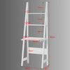 3 Tiers Ladder Bookcase with Desk and 2 Shelves, FRG60-W