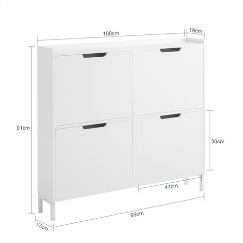 4 Drawers Shoe Cabinet, FSR100-W