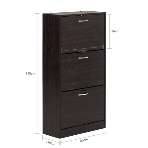 3 Flip-Drawers Shoe Cabinet, FSR110-BR