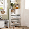 Shoe Cabinet with 2 Flip-Drawers, 2 Cabinets, FSR111-W