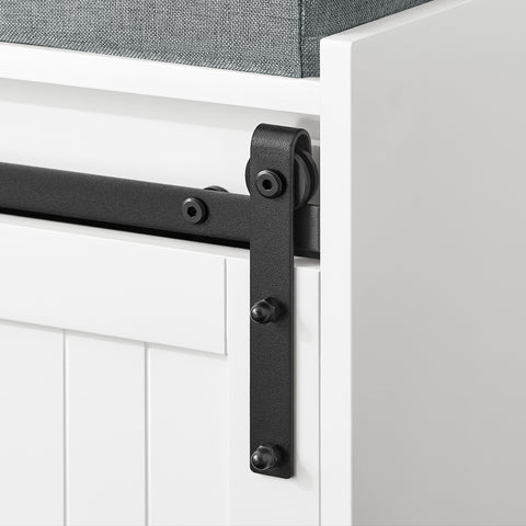 Hallway Shoe Bench Cabinet Rack with Sliding Doors and Seat Cushion, FSR133-K-W