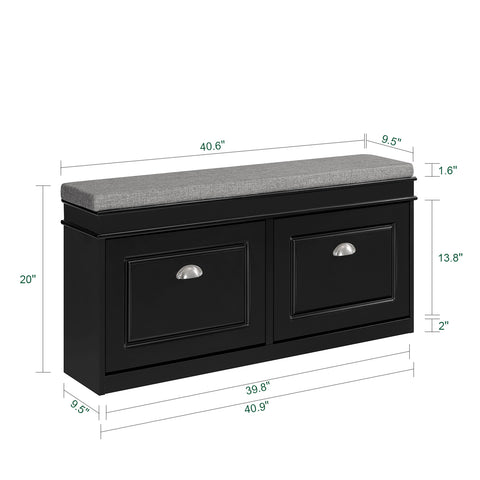 2 Flip-Drawers Shoe Bench, FSR64-SCH