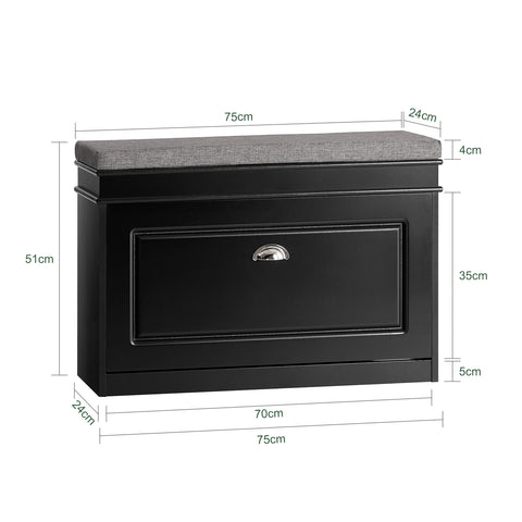 1 Flip-Drawer Shoe Bench, FSR82-L-SCH