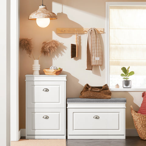 1 Flip-Drawer Shoe Bench, FSR82-L-W