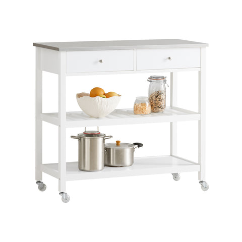 Kitchen Serving Trolley Cart with Stainless Steel Top, FKW47-W