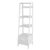 Ladder Shelf Bookcase with Drawer and 4 Shelves, FRG116-K-W