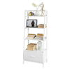 Ladder Shelf Bookcase with Drawer and 4 Shelves, FRG116-W