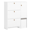 3 Drawers Shoe Cabinet Storage Organizer with Door & 1 Stool, FSR107-W