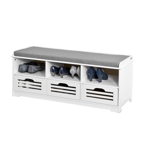 3 Drawers & 3 Shelves Storage Bench, FSR36-W