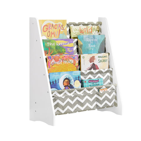 Children Bookcase 4 Tiers Sling Storage Rack, KMB50-HG