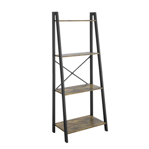 4-Tier Industrial Rustic Ladder Bookcase Storage Display, STR07-J